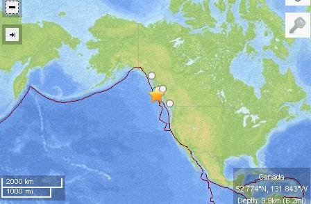 加拿大海域发生7.7级地震