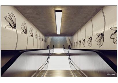 青岛地铁站内饰公布 郁金香热情绽放