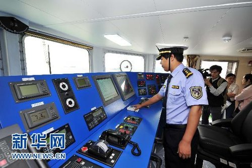 资料图：中国海监系统里设计速度最快的执法公务船“中国海监75”船。
