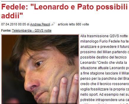 《米蘭新聞網》引述《倫巴比電台》消息