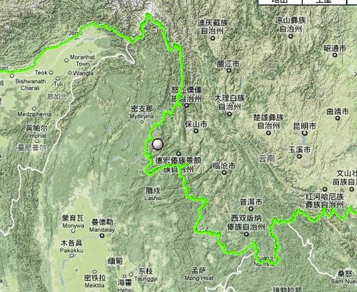 图中圆点为震央