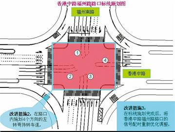 香港路福州路口设左转待转区 香港路福州路口设左转待转区