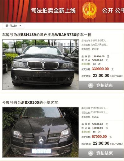 浙江高院淘宝拍卖车辆