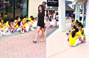 北京知名小学组织学生游美国赌城 暴晒坐地吃饭