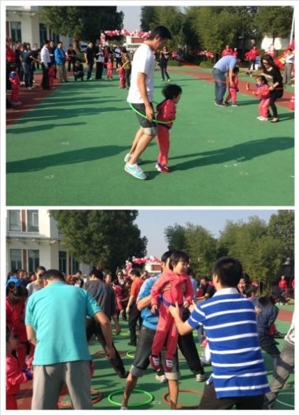 陆毅鲍蕾情侣装参加亲子运动会 与女儿共享天伦