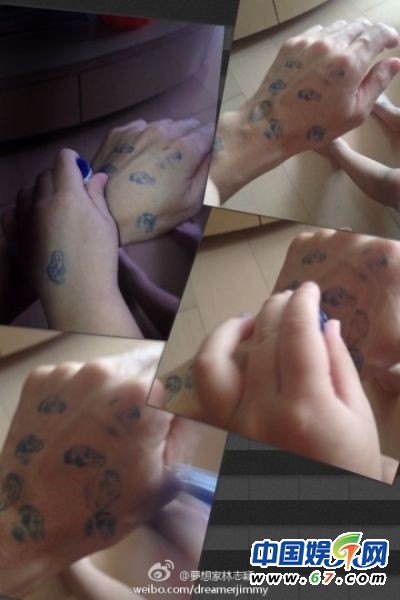 林志颖被儿子小kimi盖满手印章 网友赞父子有爱