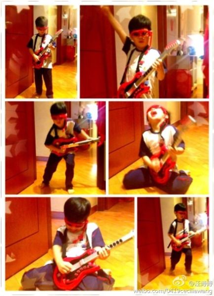甄子丹五岁幼子萌照曝光 摇滚范儿有模有样(图)