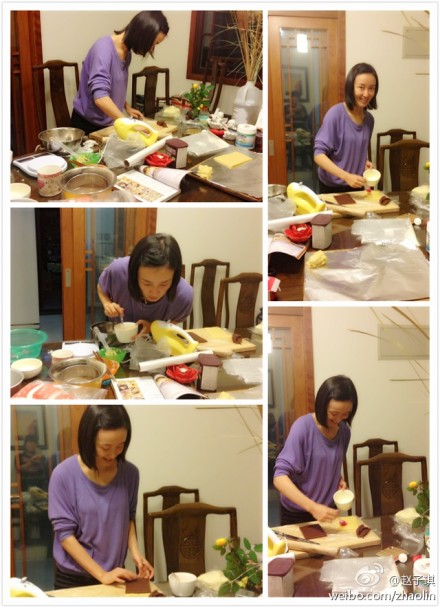 赵子琪变俏厨娘做饼干 女儿青橙吃饼干憨态可掬