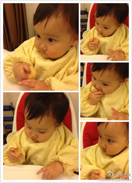 赵子琪变俏厨娘做饼干 女儿青橙吃饼干憨态可掬