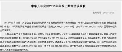 昨晚,针对周筱赟的举报,中华儿慈会发布声明。网络截图