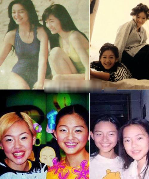 大S晒14岁时姐妹合影 背书包青涩姐妹清纯