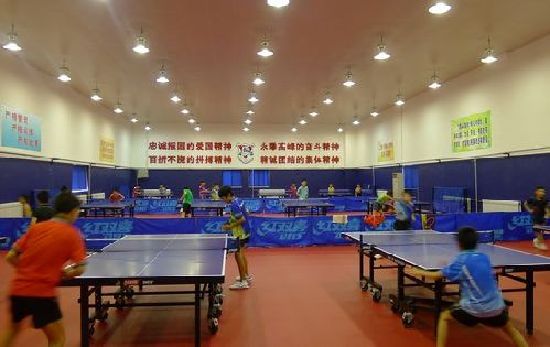 在鲁能乒乓球青岛训练基地,小队员们在积极训练 在鲁能乒乓球青岛训练基地,小队员们在积极训练