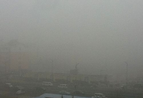青岛今日大雾弥漫 空气连日来污染严重(组图)