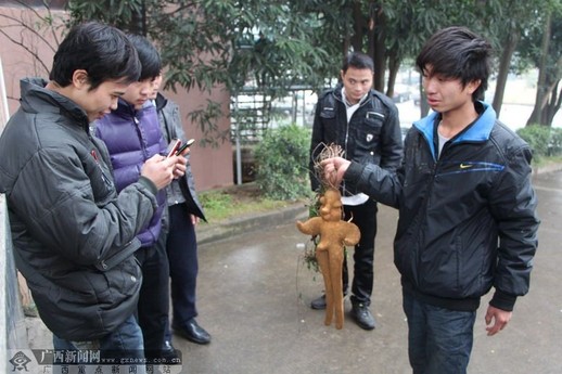 村民称挖出人形根 长着"男性生殖器"