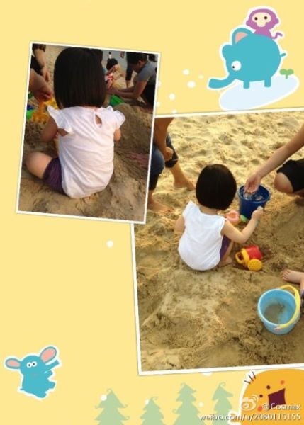 黎姿晒双胞胎女儿沙滩照
