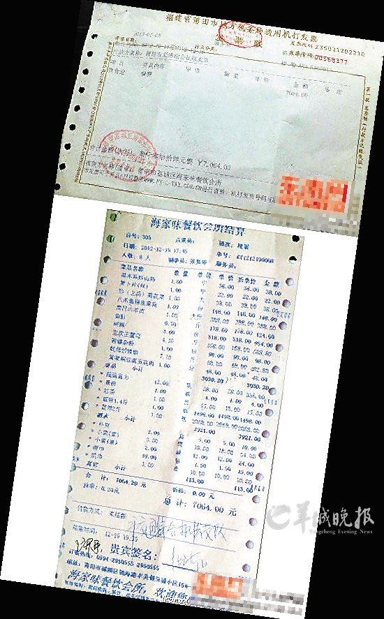 8个人一顿饭吃了公款7064元