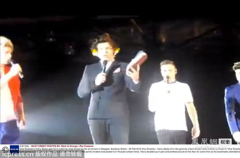 歌手台上遭粉丝扔鞋 击中要害当场倒地