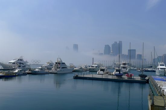 岛城现平流雾奇观