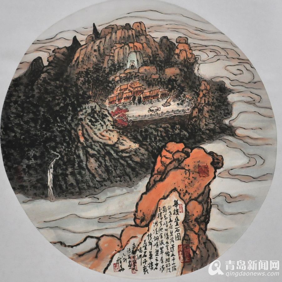 高清：青岛国画大师亮绝技 名山大川跃然纸上