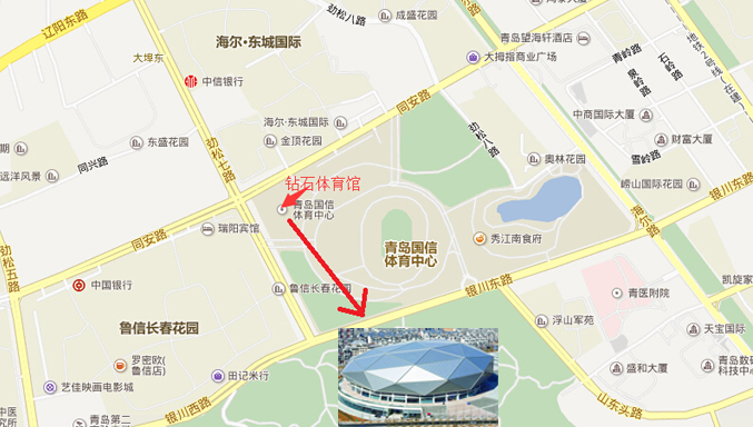 2014齐秦青岛演唱会地址:(示意地图)
