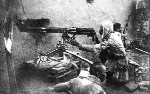 我冀中军区第17团一部反击敌人的“扫荡”。