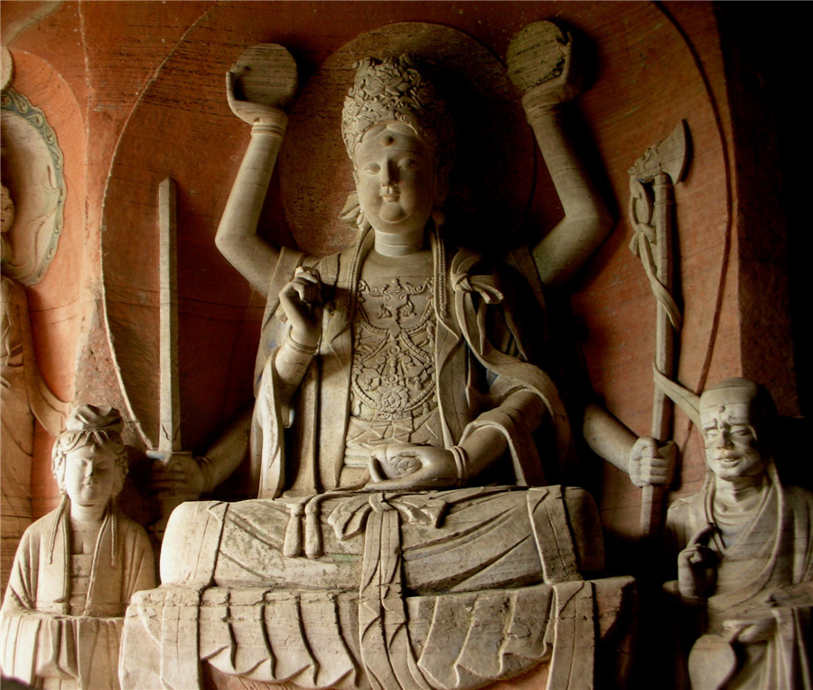 宝顶石刻：“上朝峨嵋 ，下朝宝顶”