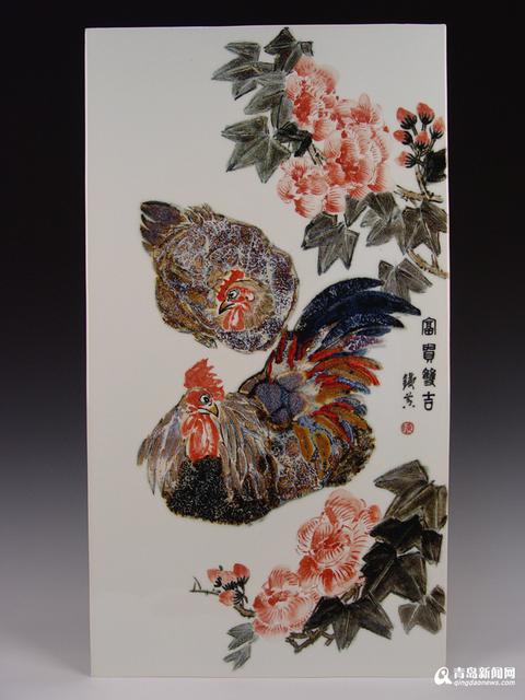 大吉大利 陶瓷艺术家陈棣鸡年陶瓷画欣赏(图)