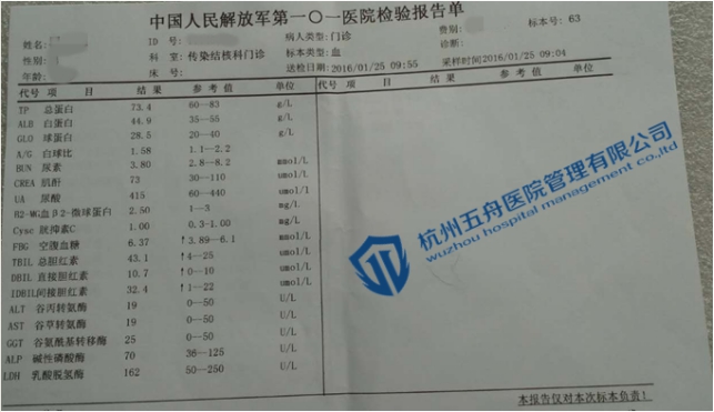 卢女士服药2周后血常规报告