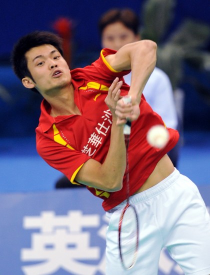 图文-全运会羽毛球男双15日赛况林丹超强扣杀